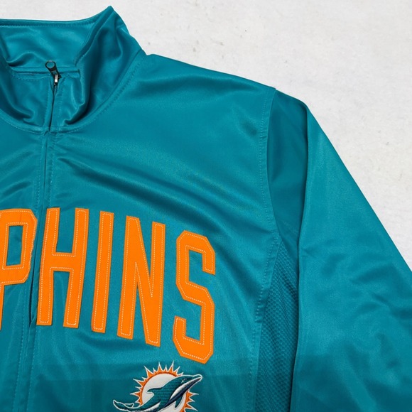 Miami Dolphins NFL Jacket Men's Size Large Full Zip Embroidered Logo Mock Neck - Picture 4 of 16